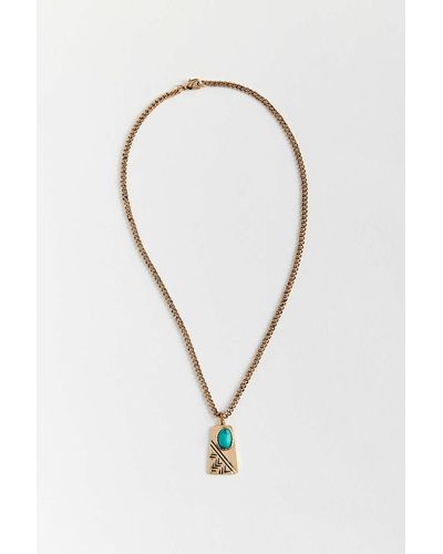 Urban Outfitters Ezra Rectangle Stone Pendant Necklace - Blue
