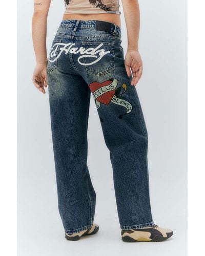 Ed Hardy Uo Exclusive Love Kills Slowly Jeans - Blue