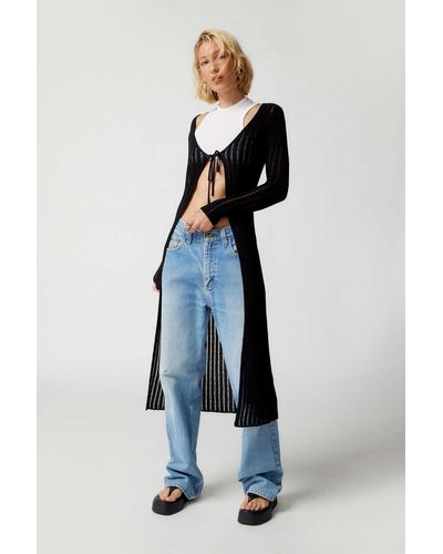 Urban Outfitters Uo Jovie Ribbed Duster Cardigan - Blue