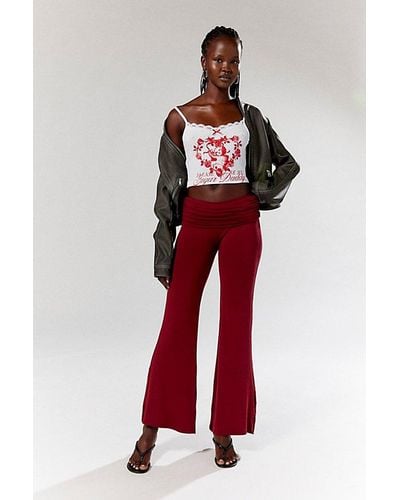 Silence + Noise Diana Foldover Pant - Red
