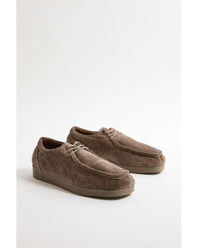 Urban Outfitters Uo The Moc Taupe Lace-up Suede Shoes - Brown