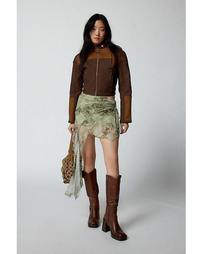 Urban Outfitters Uo Charlie Mesh Asymmetrical Mini Skirt - Green