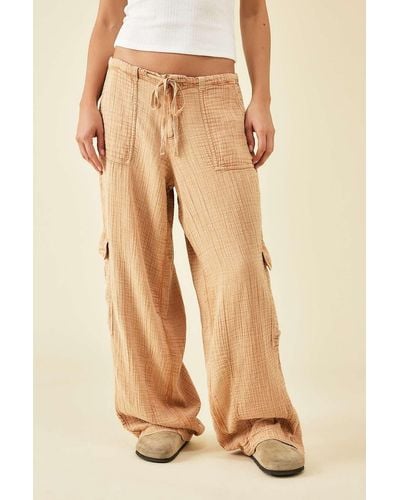BDG Cody Crinkle Cocoon Trousers - Natural
