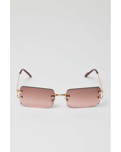 Cheap Small Rectangle Rimless Sunglasses Men Women Brand Designer Fashion  Metal Square Sun Glasses Female | Joom
