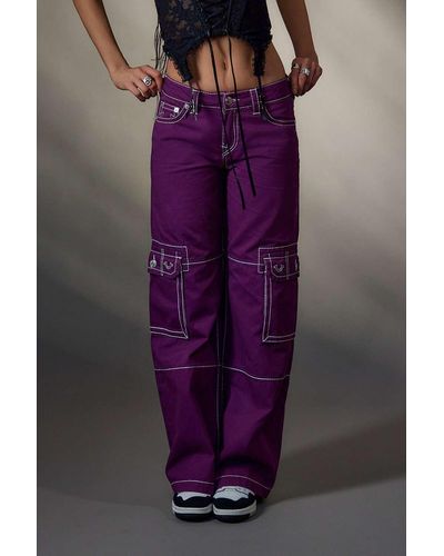 True Religion Uo Exclusive Purple Baggy Cargo Trousers