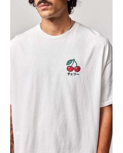 Urban Outfitters Uo Cherry Embroidered T-shirt - White