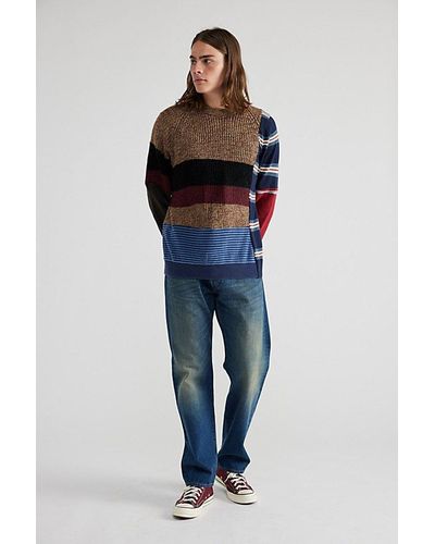 Urban Renewal Remade Pieced Argyle & Striped Sweater - Blue