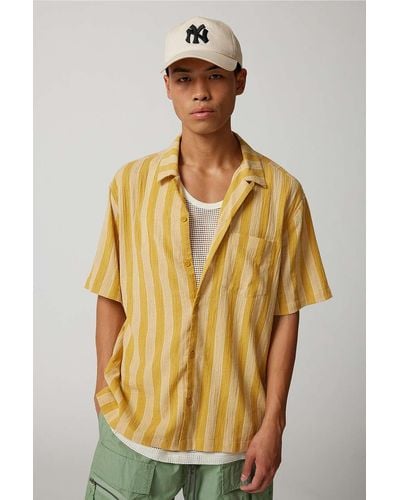 Standard Cloth Liam Gold Stripe Crinkle Shirt - Metallic