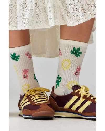 Out From Under Leaf & Bear Socks - White
