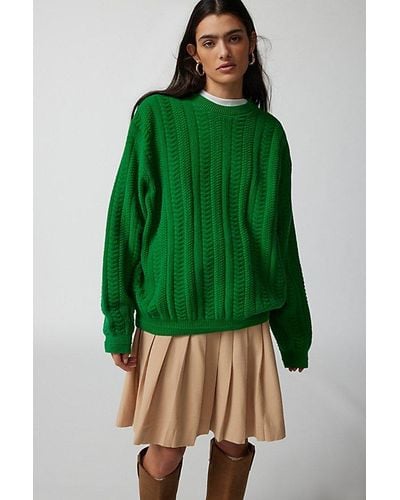 Urban Renewal Remade Overdyed Oversized Crew Neck Sweater - Green