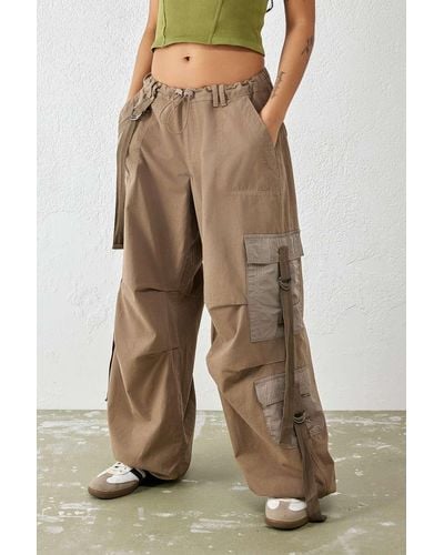 BDG Beige Strappy Cargo Trousers - Brown