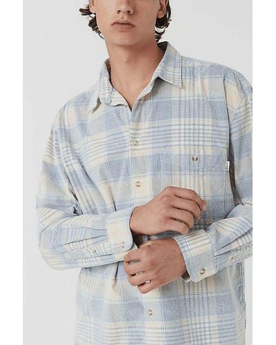 Barney Cools Cabin 2.0 Recycled Cotton Corduroy Plaid Shirt Top - Grey