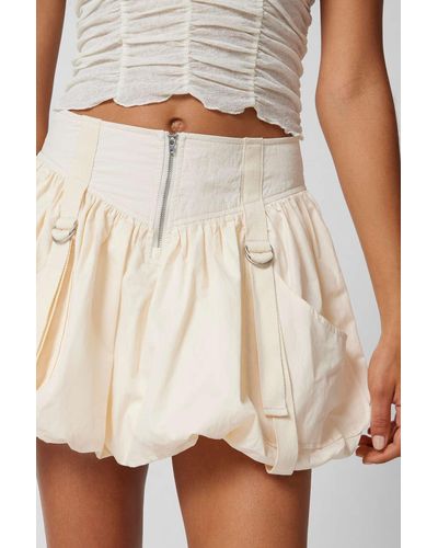 Urban Outfitters Uo Myra Drop-waist Bubble Mini Skirt In Ivory,at - White