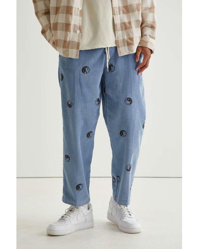 Urban Outfitters Uo Embroidered Corduroy Beach Pant - Blue