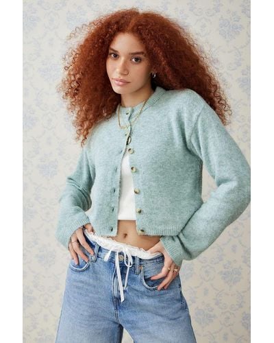 Urban Outfitters Uo Casey Crew Cardigan - Blue