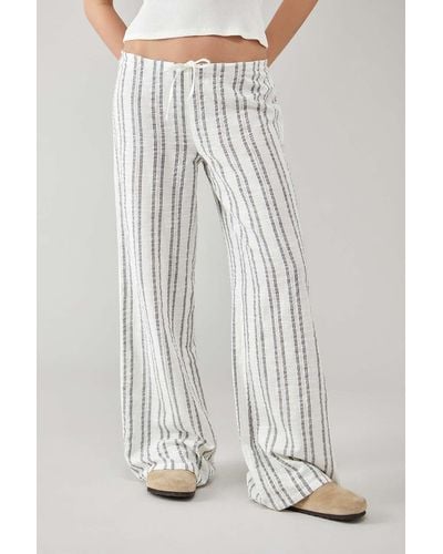BDG Hazel Striped Linen Trousers - Natural