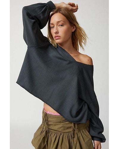 Out From Under Notch Neck Sweatshirt - Gray
