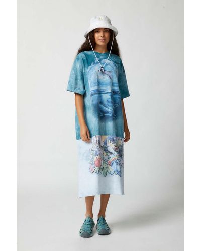 Urban Renewal Remade Spliced Animal T-shirt Dress In Assorted At Urban Outfitters - Blue
