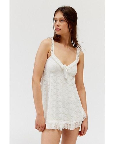 Urban Outfitters Uo Primrose Lace Babydoll Romper - White