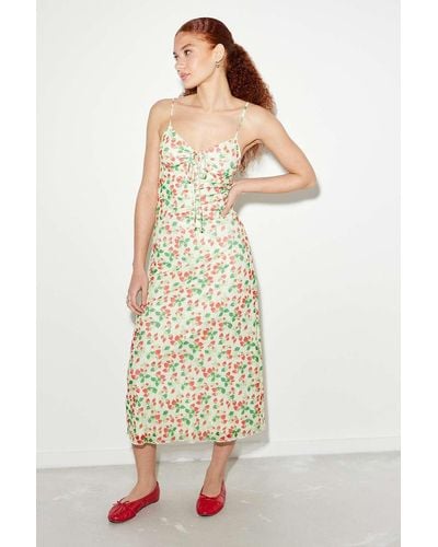 Motel Uo Exclusive Coya Strawberry Midi Dress Xs At Urban Outfitters - White