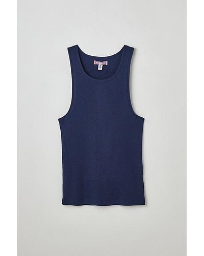 Urban Outfitters Uo Classic Ribbed Tank Top - Blue