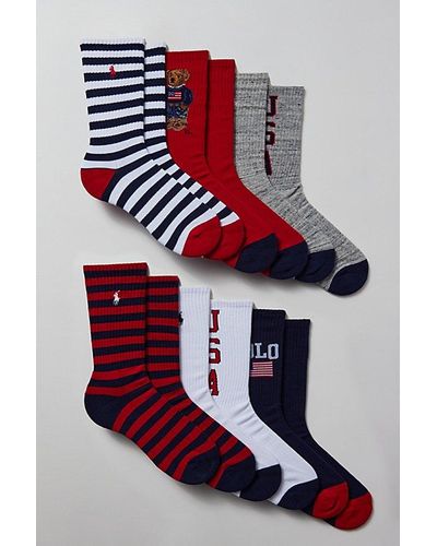 Polo Ralph Lauren Bear Crew Sock 6-Pack - Red