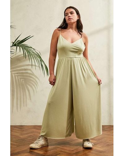 Urban Outfitters Uo Sage Molly Cupro Culotte Jumpsuit - Natural