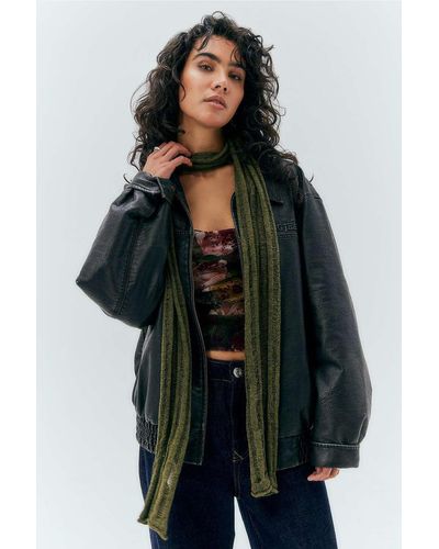 Urban Outfitters Uo Laddered Knitted Scarf - Green