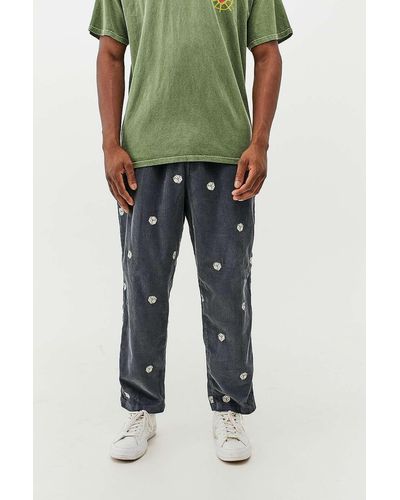 Urban Outfitters Uo Black & White Dice Embroidered Corduroy Beach Trousers