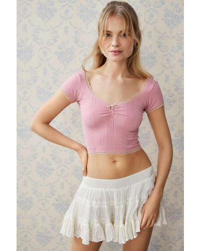 Out From Under Peggy Pointelle Top - Pink