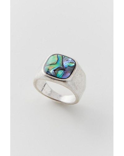 Urban Outfitters Abalone Signet Ring - Blue