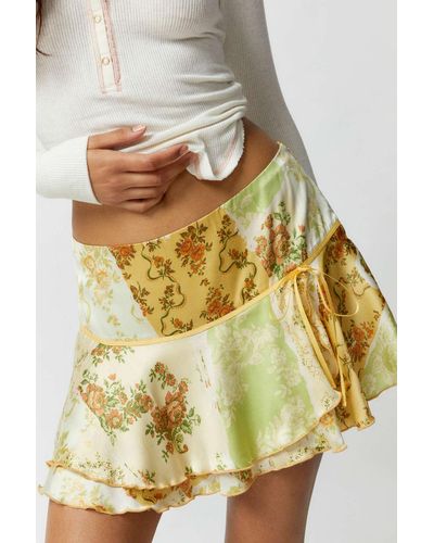 Kimchi Blue Carlene Satin Drop-waist Mini Skirt - Natural