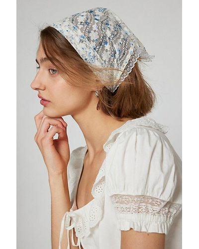 Urban Outfitters Floral Lace Headscarf - Gray