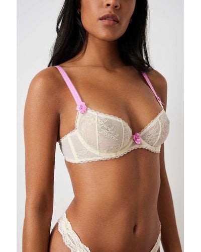 Out From Under Liv Contrast Delicate Lace Underwired Bra - Brown