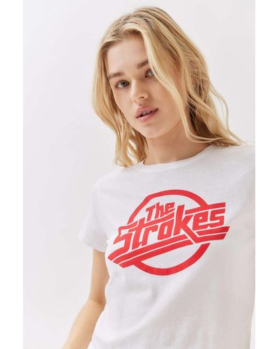 Urban Outfitters The Strokes Baby Tee - Red