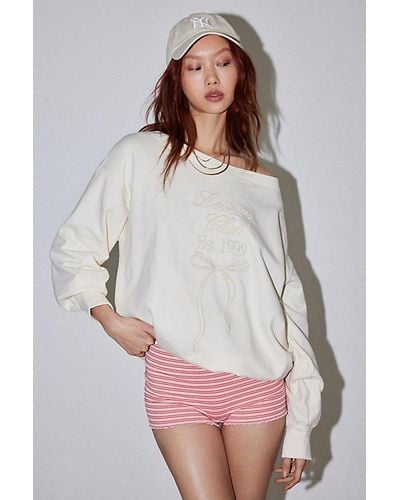Out From Under Imani Oversized Off-The-Shoulder Sweatshirt - White