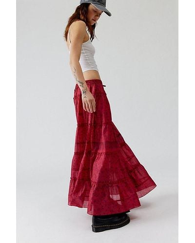 Urban Renewal Remade Sari Maxi Skirt - Red