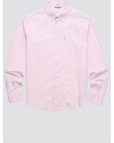 Ben Sherman Signature Organic Cotton Oxford Button-Down Shirt Top - Pink