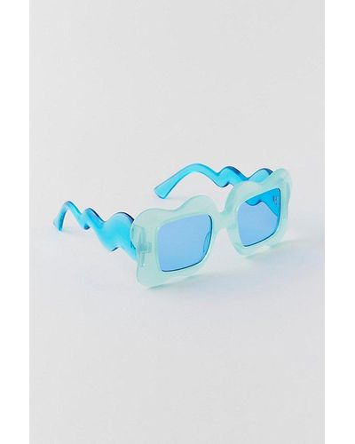 Urban Outfitters Wavy Square Sunglasses - Blue