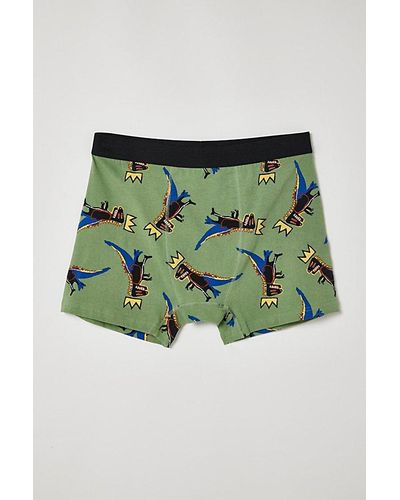 Urban Outfitters Basquiat Tossed Dino Boxer Brief - Green