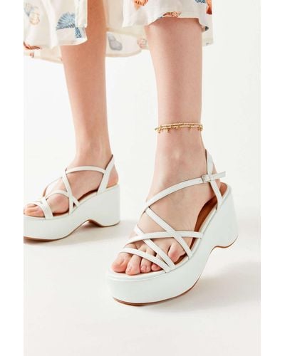 Urban Outfitters Uo Lizzy Strappy Platform Sandal - White