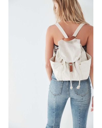 Urban Outfitters Washed Canvas Drawstring Backpack - Natural