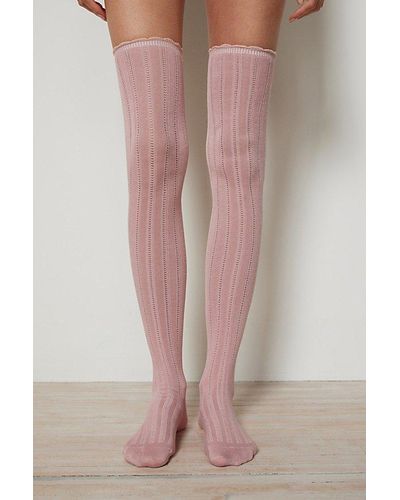 Urban Outfitters Pointelle Over-The-Knee Sock - Pink