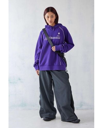 iets frans... Purple Contrast Piped Hoodie Sweatshirt In Purple At Urban Outfitters - Blue