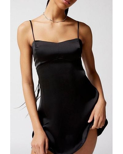 Urban Outfitters Uo Bella Bow-Back Satin Mini Dress - Black