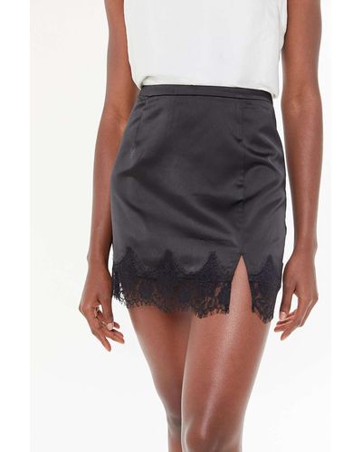 Urban Outfitters Uo Amber Lace Trim Mini Slip Skirt - Multicolour