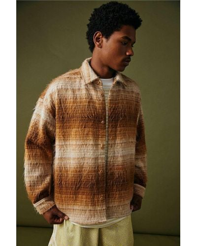 Standard Cloth Brown Shaggy Shirt Jacket - Green