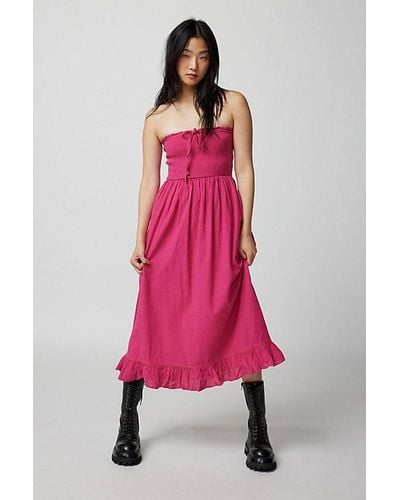 Urban Outfitters Uo Penny Smocked Midi Dress - Pink