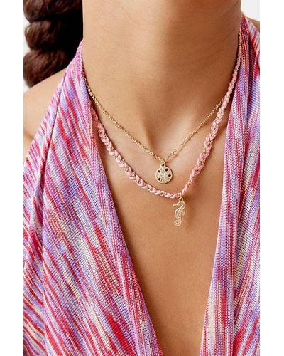 Urban Outfitters Dylan Shell Charm Layering Necklace - Red