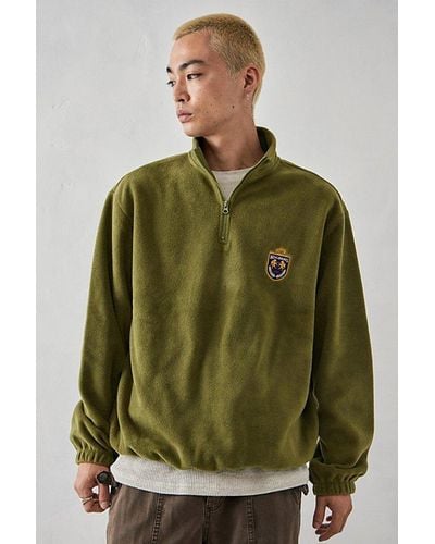 BDG Fleece Mock Neck Sweatshirt - Green